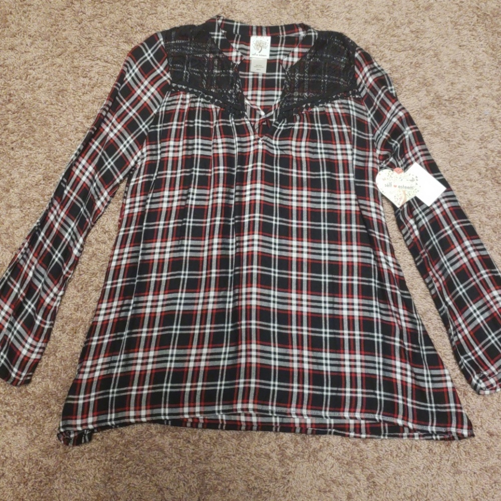 Plaid and lace top